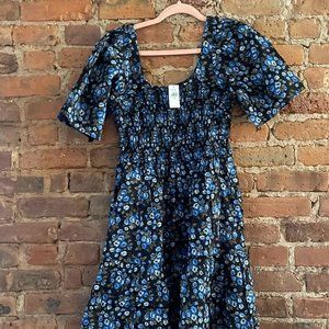 Gap Puff Sleeve Smocked Floral Mini Dress Size M NWT